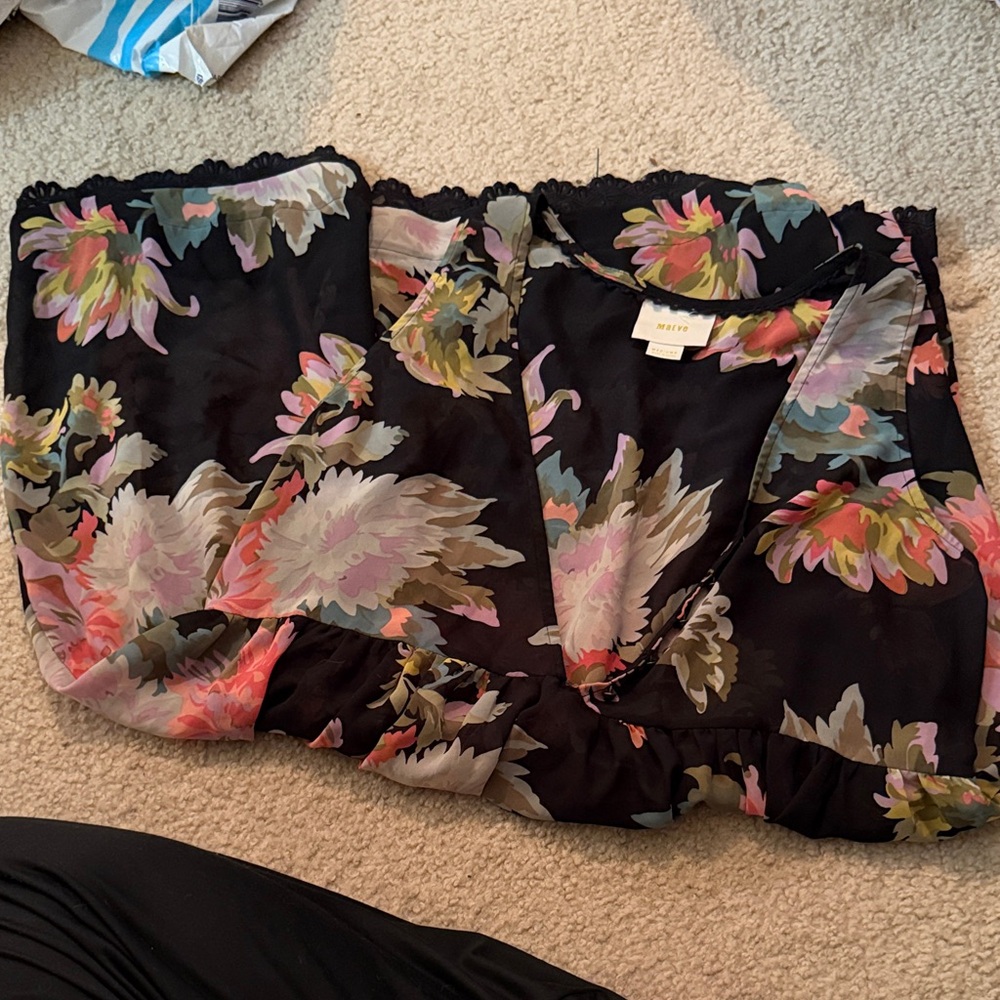 Maeve Black Dress with Floral Accents